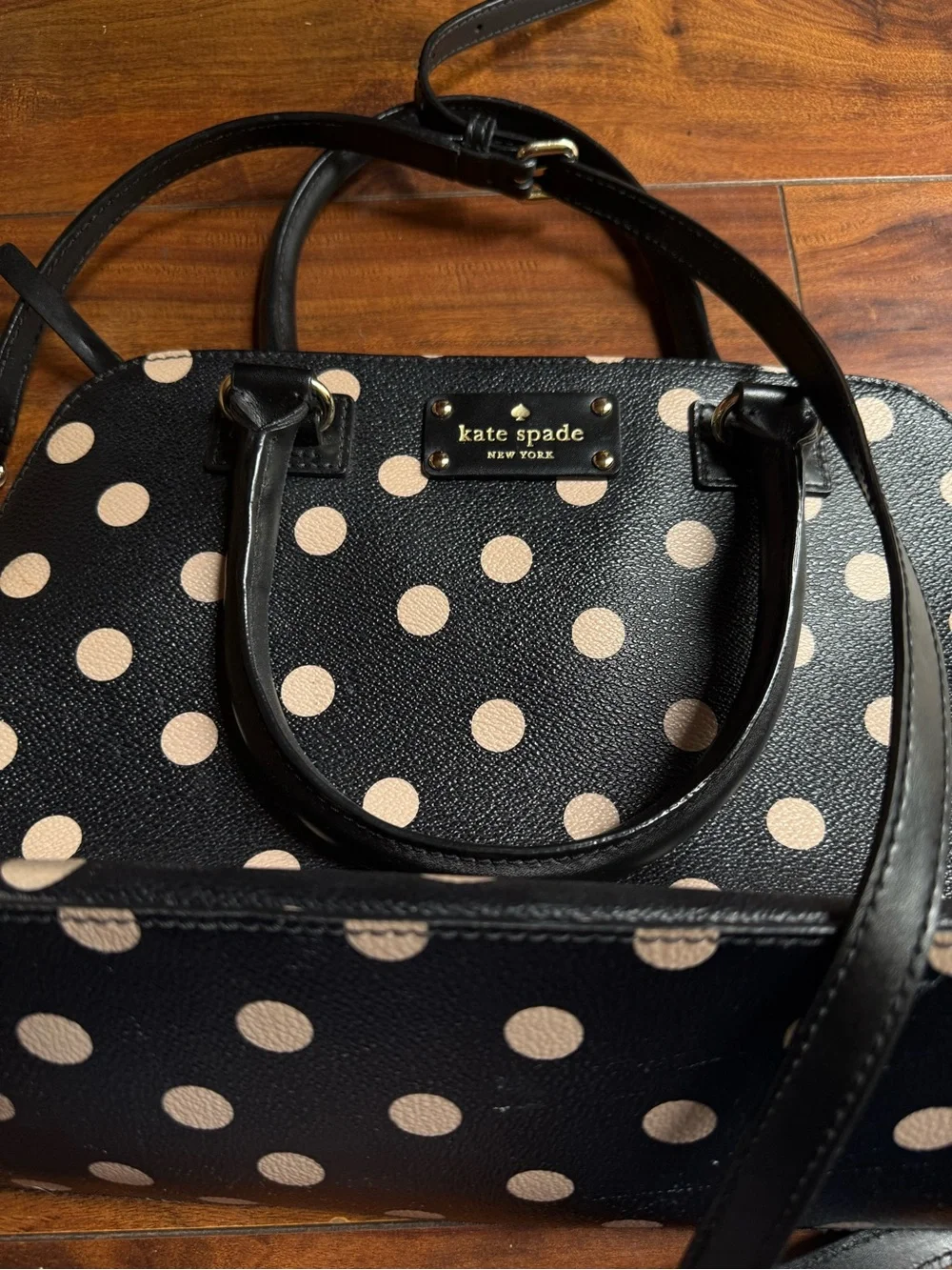 kate spade Black and Cream Polka Dot Shoulder Bag